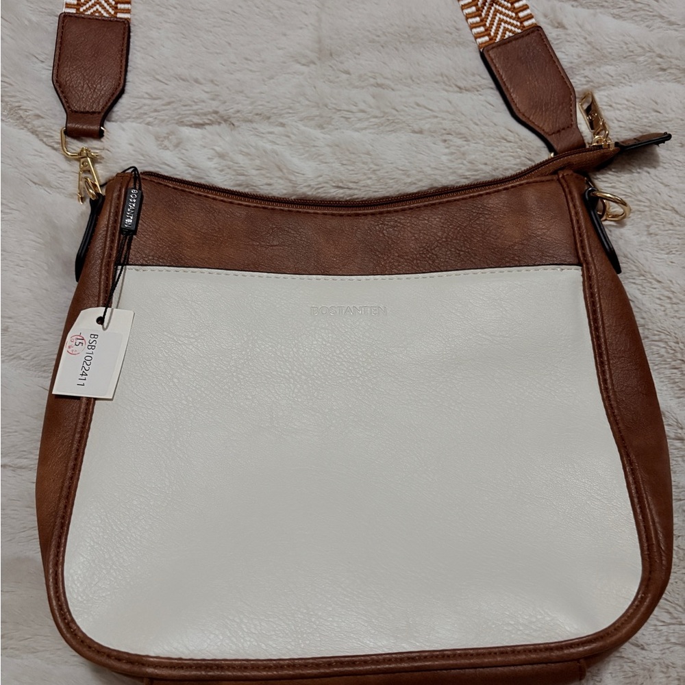 BOSTANTEN Women's Brown and White Shoulder Bag